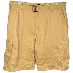 American Rag Mens Cargo Shorts Mustard Yellow Cotton Utility Belted Size 34